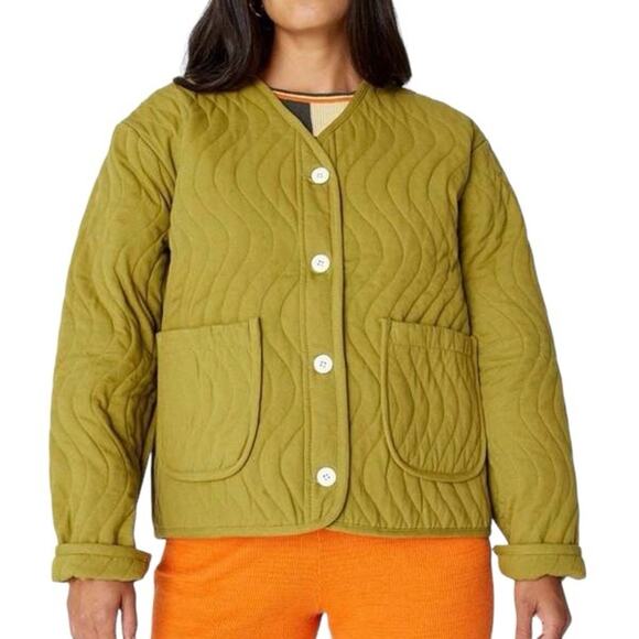 Back Beat Co. Pistachio Green Organic Cotton Twill Wave Liner Quilted Jacket - Picture 1 of 13